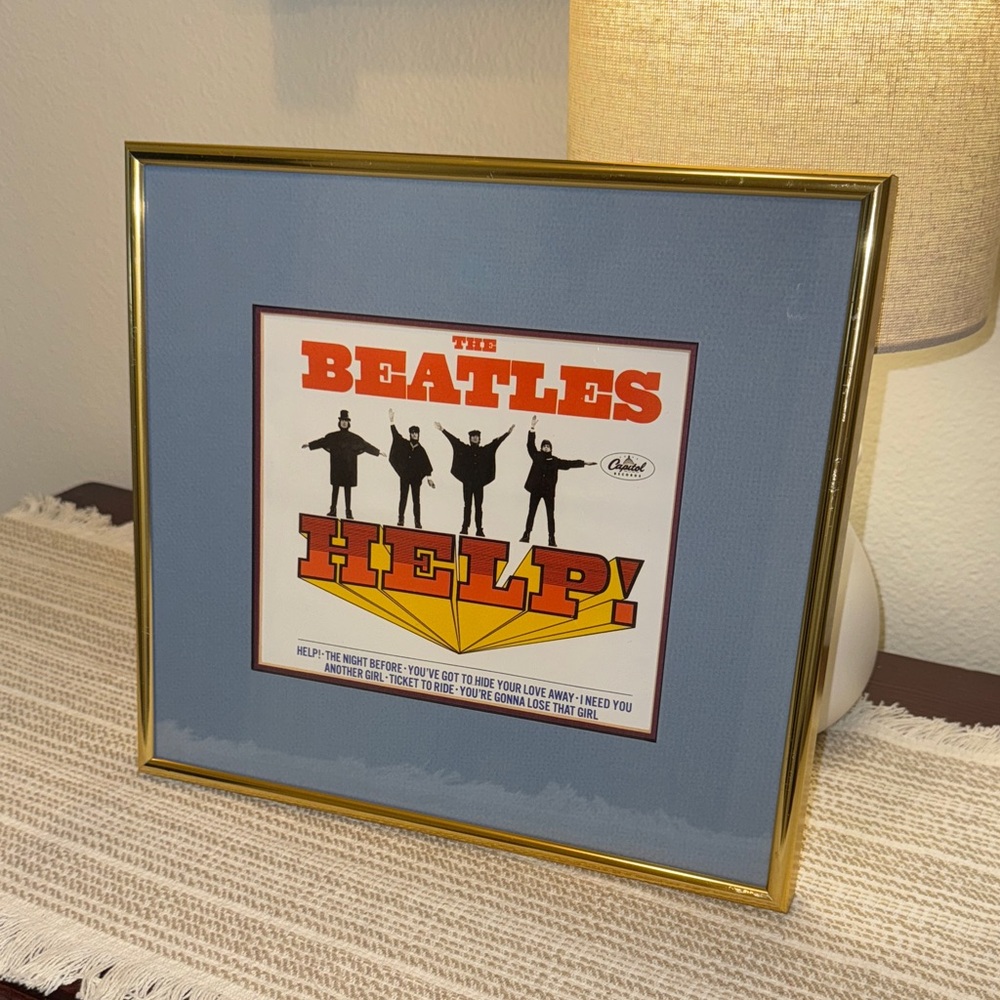 Beatles HELP! 45 Record Sleeve Matted & Framed